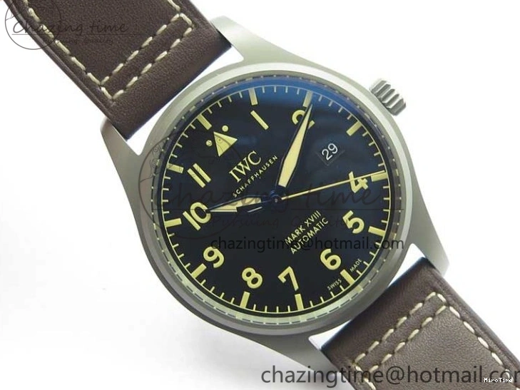 MIROTIME 0507 Mark XVIII IW327006 Titanium V7F 1:1 Best Edition Black Dial on Brown Leather Strap A Attractive 7080